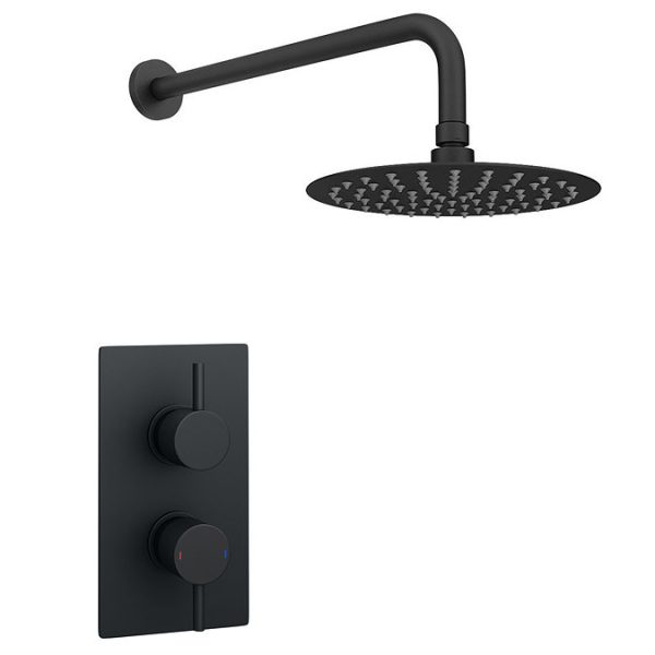 Arezzo Matt Black Round Shower Package with Concealed Valve + Head - Image 10
