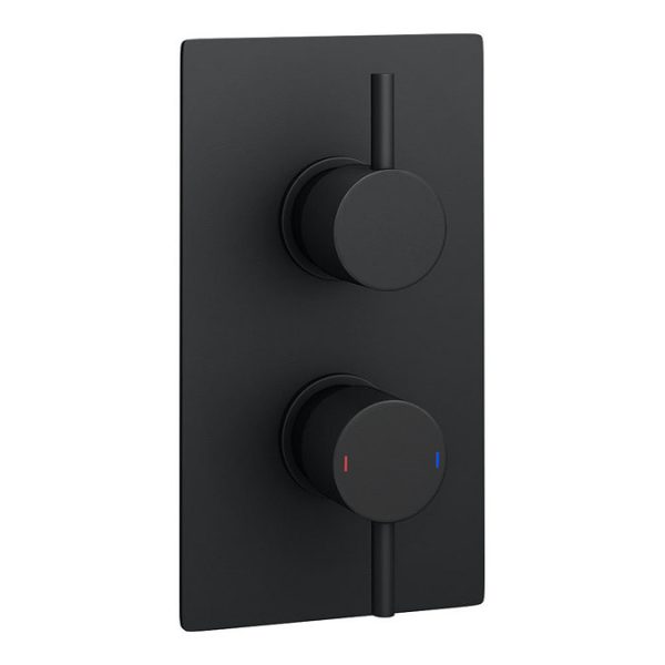 Arezzo Matt Black Round Shower Package with Concealed Valve + Inline Shower Head - Image 3