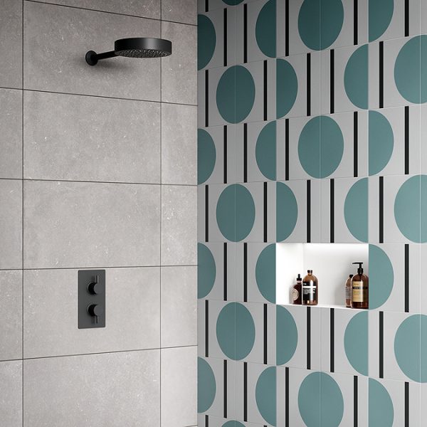 Arezzo Matt Black Round Shower Package with Concealed Valve + Inline Shower Head - Image 8
