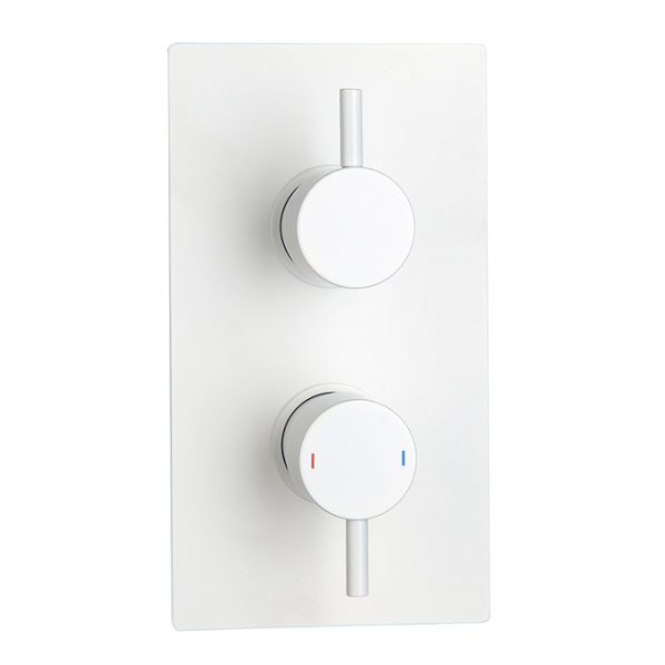 Arezzo Matt White Round Shower Package with Concealed Valve + Head - Image 3