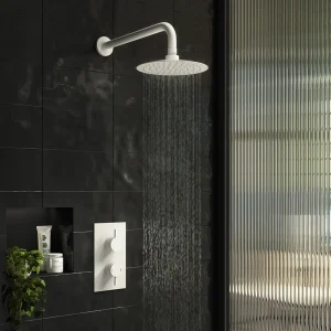 Arezzo Matt White Round Shower Package with Concealed Valve + Head