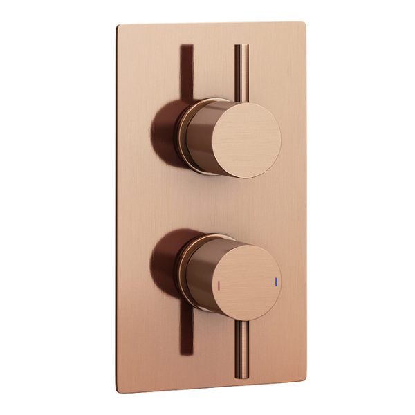 Arezzo Rose Gold Round Shower Package with Concealed Valve + Ceiling Mounted Head - Image 4