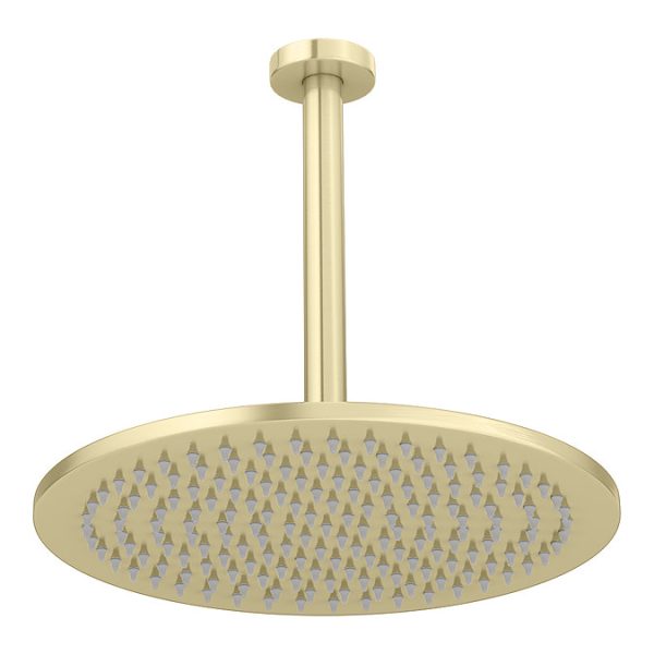 Arezzo Brushed Brass Twin Concealed Shower Valve with 300mm Head + 200mm Ceiling Mounted Arm - Image 6