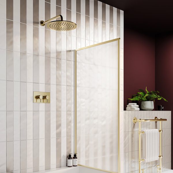 Arezzo Brushed Brass Round Shower Package with Concealed Valve + 300mm Head - Image 3