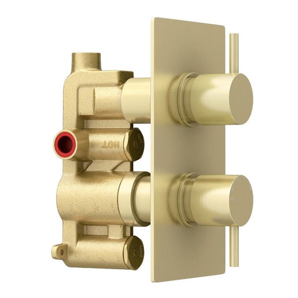 Arezzo Brushed Brass Round Shower Package with Concealed Valve + 300mm Head - Image 8