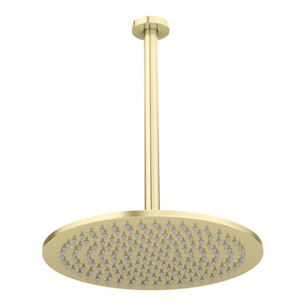 Arezzo Brushed Brass Twin Concealed Shower Valve with 300mm Head + Ceiling Mounted Arm - Image 6
