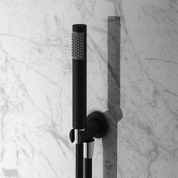 Arezzo Matt Black Round Triple Thermostatic Shower Pack with Head + Handset - Image 5
