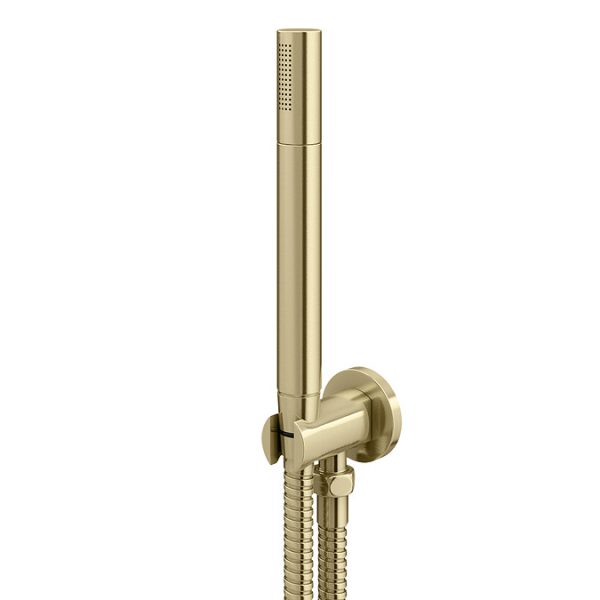 Arezzo Brushed Brass Round Thermostatic Shower Pack with Inline Head + Handset - Image 5