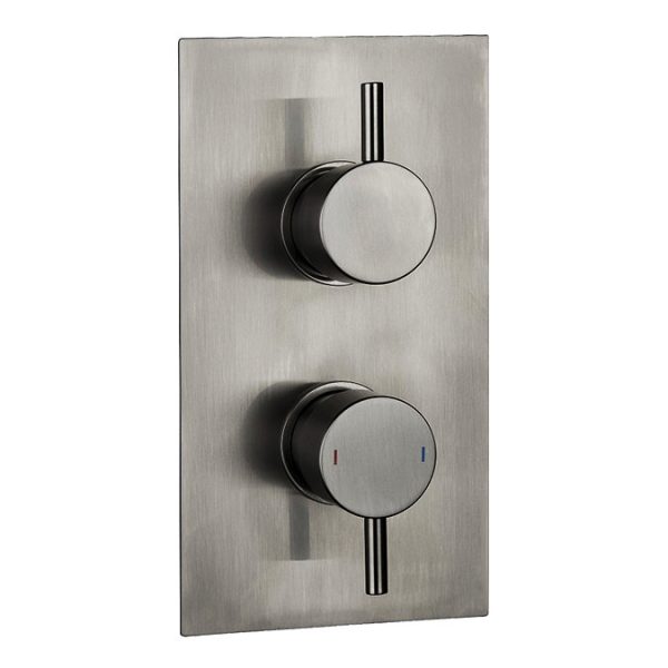 Arezzo Gunmetal Grey Round Thermostatic Shower Pack with Head + Handset - Image 4