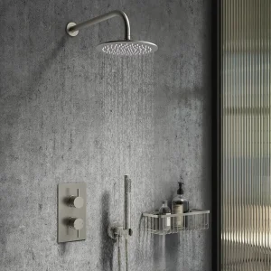 Arezzo Gunmetal Grey Round Thermostatic Shower Pack with Head + Handset