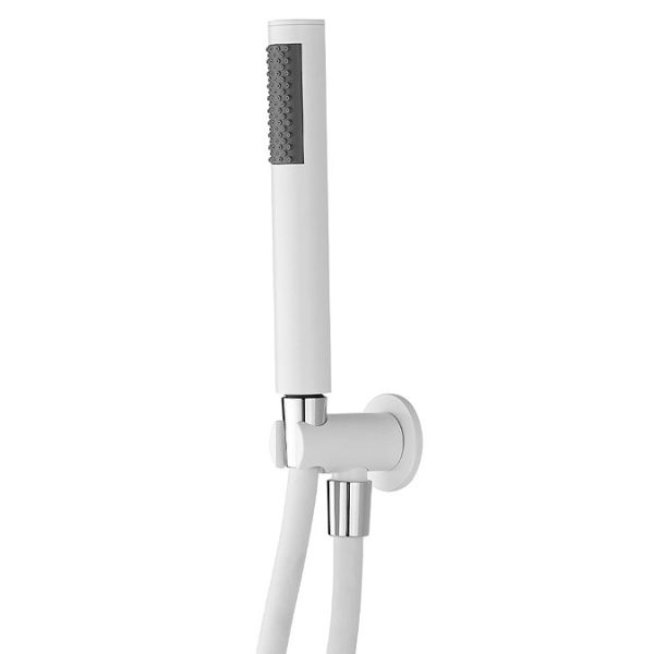 Arezzo Matt White Round Thermostatic Shower Pack with Head + Handset - Image 5