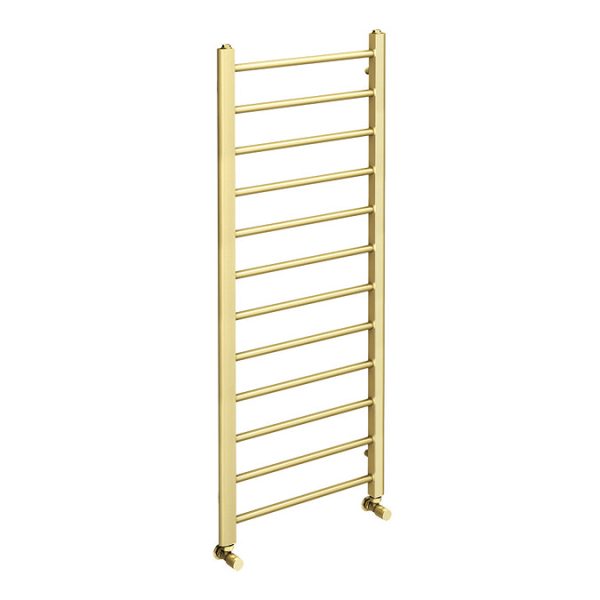Arezzo Brushed Brass 1200 x 500mm Straight Heated Towel Rail (incl. Valves + Electric Heating Kit) - Image 4