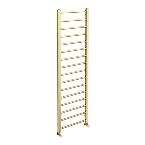 Arezzo Brushed Brass 1600 x 500mm Straight Heated Towel Rail (incl. Valves + Electric Heating Kit) - Image 4