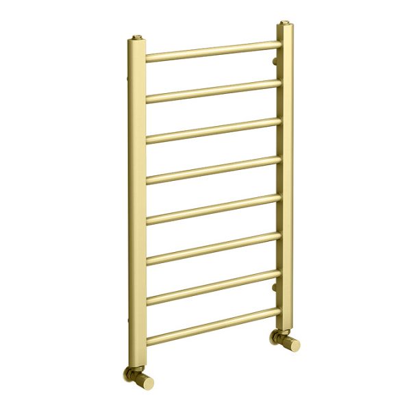 Arezzo 800 x 500mm Brushed Brass Straight Heated Towel Rail - Image 3