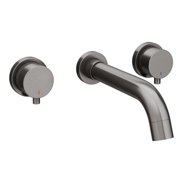 Arezzo Round Gunmetal Grey Wall Mounted (3TH) Bath Filler Tap - Image 3
