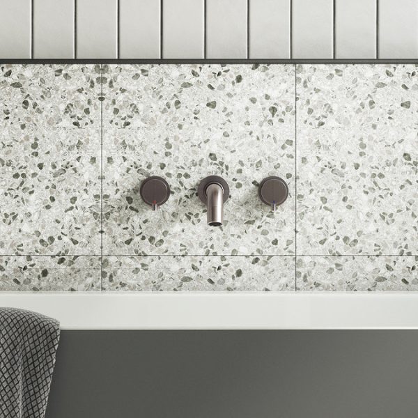Arezzo Round Gunmetal Grey Wall Mounted (3TH) Bath Filler Tap - Image 5