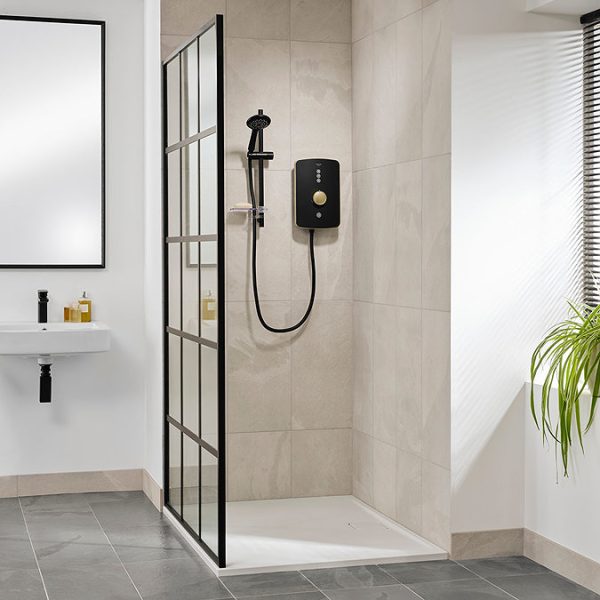 Triton Amala 9.5kw Electric Shower   Black/Brushed Brass - Image 7