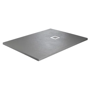 Imperia 1400 x 800mm Graphite Slate Effect Rectangular Shower Tray + Chrome Waste