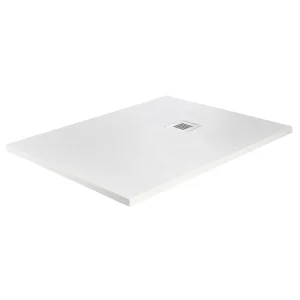 Imperia 1200 x 800mm White Slate Effect Rectangular Shower Tray + Chrome Waste