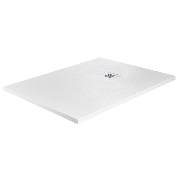 Imperia White Slate Effect Rectangular Shower Tray 1700 x 700mm with Chrome Waste - Image 6