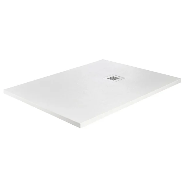 Imperia 1400 x 800mm White Slate Effect Rectangular Shower Tray + Chrome Waste