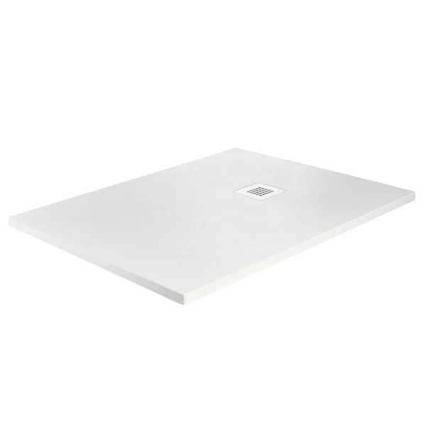 Imperia 1700 x 800mm White Slate Effect Rectangular Shower Tray + White Waste
