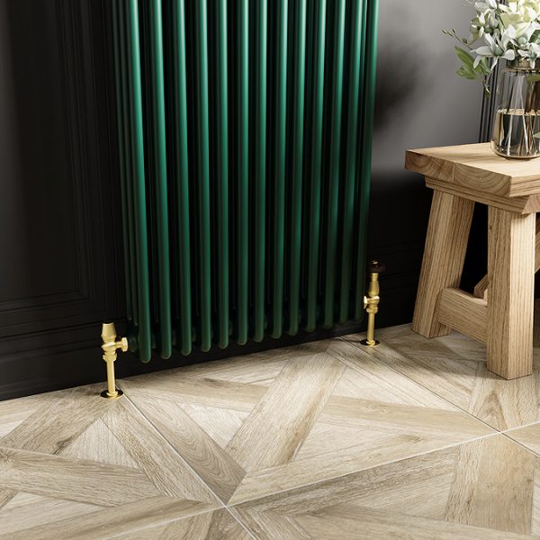 Keswick 1800 x 605mm Cast Iron Style Traditional 3 Column Regal Green Radiator - Image 4