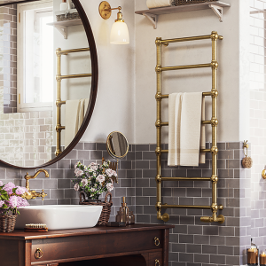 Terma Retro Brushed Brass Heated Towel Rail 1170 x 504mm