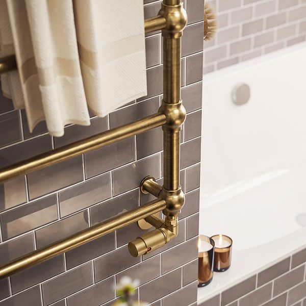 Terma Retro Brushed Brass Heated Towel Rail 1170 x 504mm - Image 4