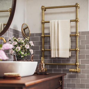 Terma Retro Brushed Brass Heated Towel Rail 800 x 504mm