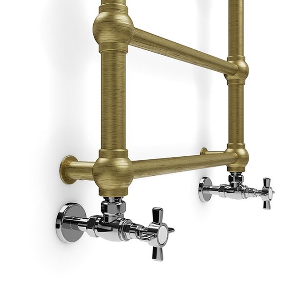 Terma Retro Brushed Brass Heated Towel Rail 800 x 504mm - Image 7