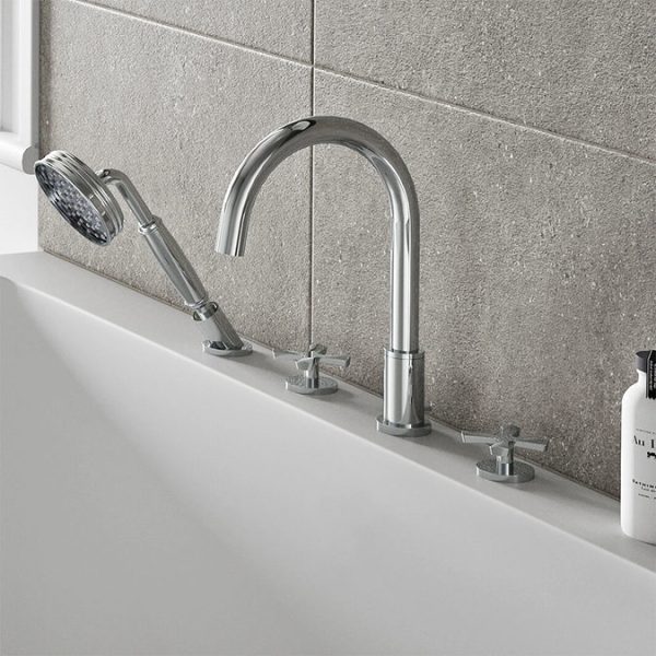 Burlington Riviera Art Deco Chrome 4 Hole Bath Shower Mixer - Image 3