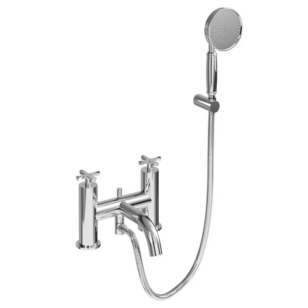 Burlington Riviera Art Deco Chrome Bath Shower Mixer with Shower Kit