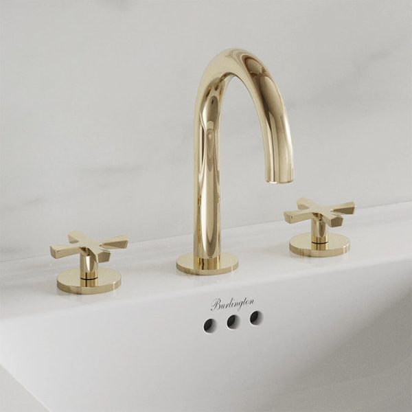 Burlington Riviera Art Deco Gold 3 Hole Deck Basin Mixer - Image 3