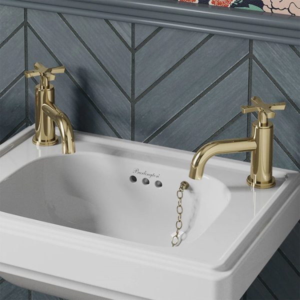 Burlington Riviera Art Deco Gold Basin Pillar Taps - Image 3
