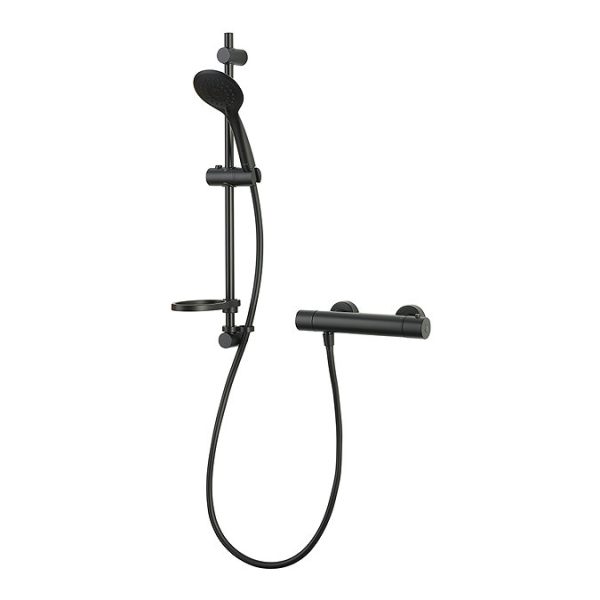 Aqualisa Safe Touch Thermostatic Bar Valve with Slide Rail Kit Matt Black - Image 3