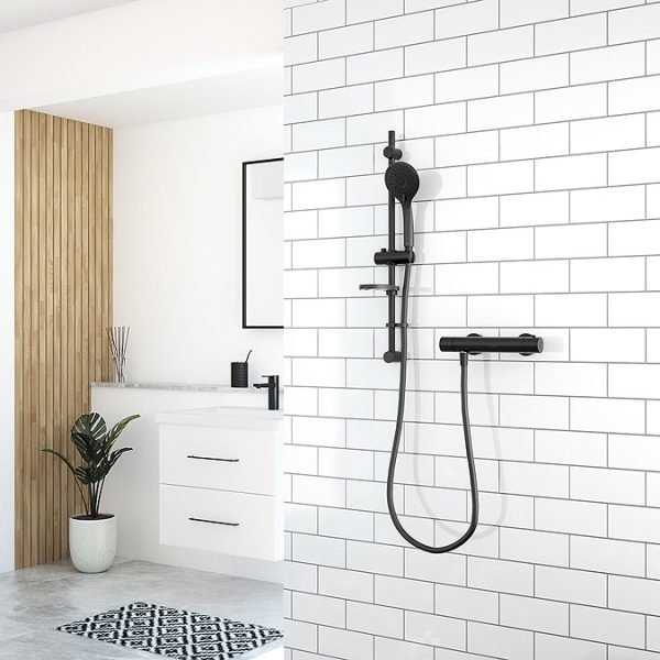 Aqualisa Safe Touch Thermostatic Bar Valve with Slide Rail Kit Matt Black - Image 4