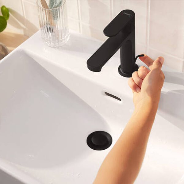 hansgrohe Rebris S Single Lever Basin Mixer 110 with Pop up Waste   Matt Black - Image 3