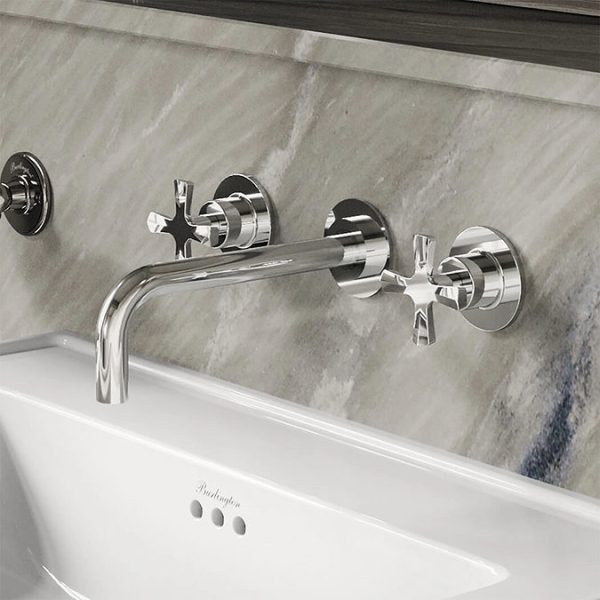 Burlington Riviera Art Deco Chrome Wall Mounted Basin Mixer - Image 2