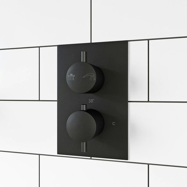 Mode Spencer Round Matt Black Twin Diverter Valve Shower Set - Image 7