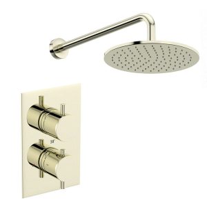 Mode Spencer Round Twin Valve Shower Set   Polished Gold