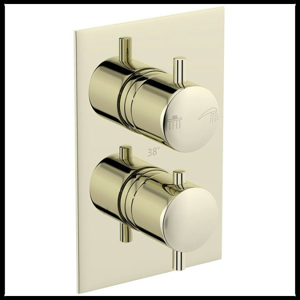 Mode Spencer Round Gold Twin Diverter Valve Shower Set with Head + Handset - Image 6