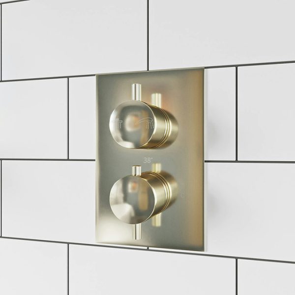 Mode Spencer Round Gold Twin Diverter Valve Shower Set with Head + Handset - Image 5
