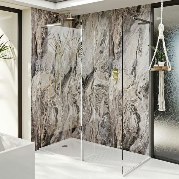 Mode Spencer Round Gold Twin Diverter Valve Shower Set with Head + Handset - Image 2