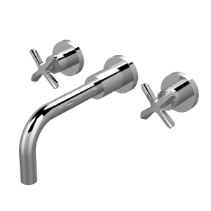 Roxbury Art Deco Chrome Wall Mounted (3TH) Basin Mixer