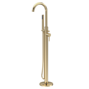 Roxbury Art Deco Brushed Brass Floor Standing Bath Shower Mixer with Shower Kit