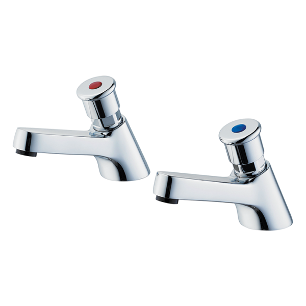 Armitage Shanks Sandringham 21 Self Closing Basin Pillar Taps (Pair)   Chrome