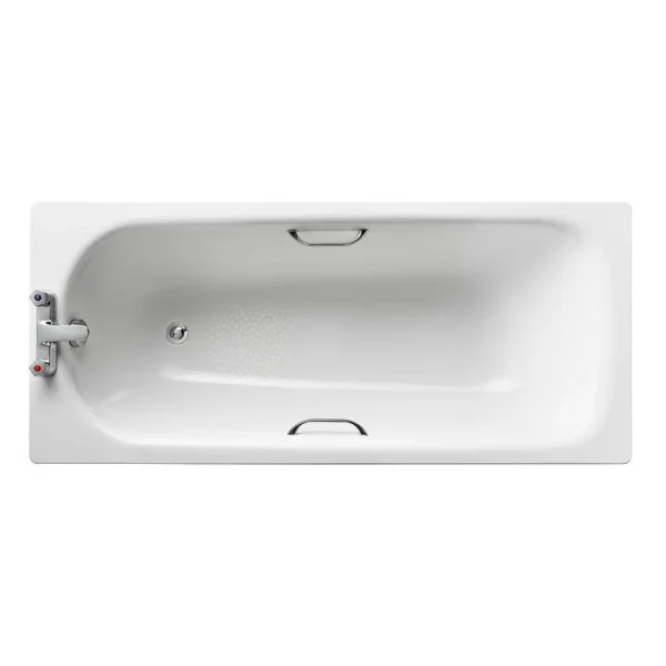 Armitage Shanks Sandringham 21 1600 x 700mm 2TH Steel Bath with Handgrips & Anti Slip
