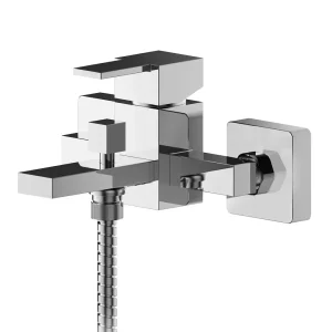 Nuie Sanford Chrome Wall Mounted Bath Shower Mixer + Shower Kit