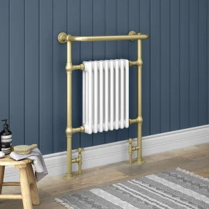 Chatsworth Savoy Brushed Brass Traditional Heated Towel Rail Radiator